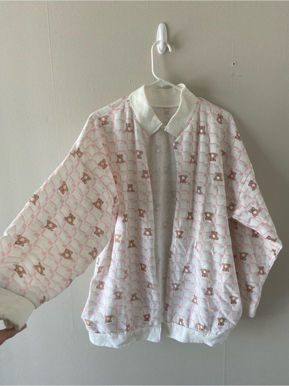 Vintage handmade teddy bear checkered sweater XL